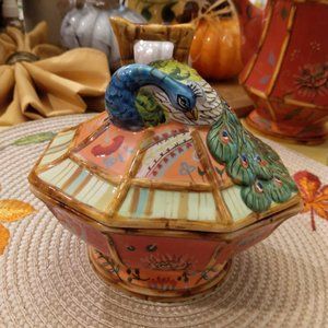 NWOT Tracy Porter Artesian Road Collection Sugar Dish with Lid Multi-color